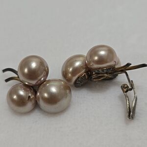 Vintage Sterling And Faux Pearl Cluster Earrings
